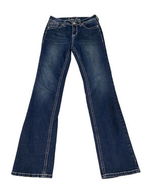Cedar Rose Womens Bull Jeans Size 27 Blue Embellished Pockets Cowgirl Western